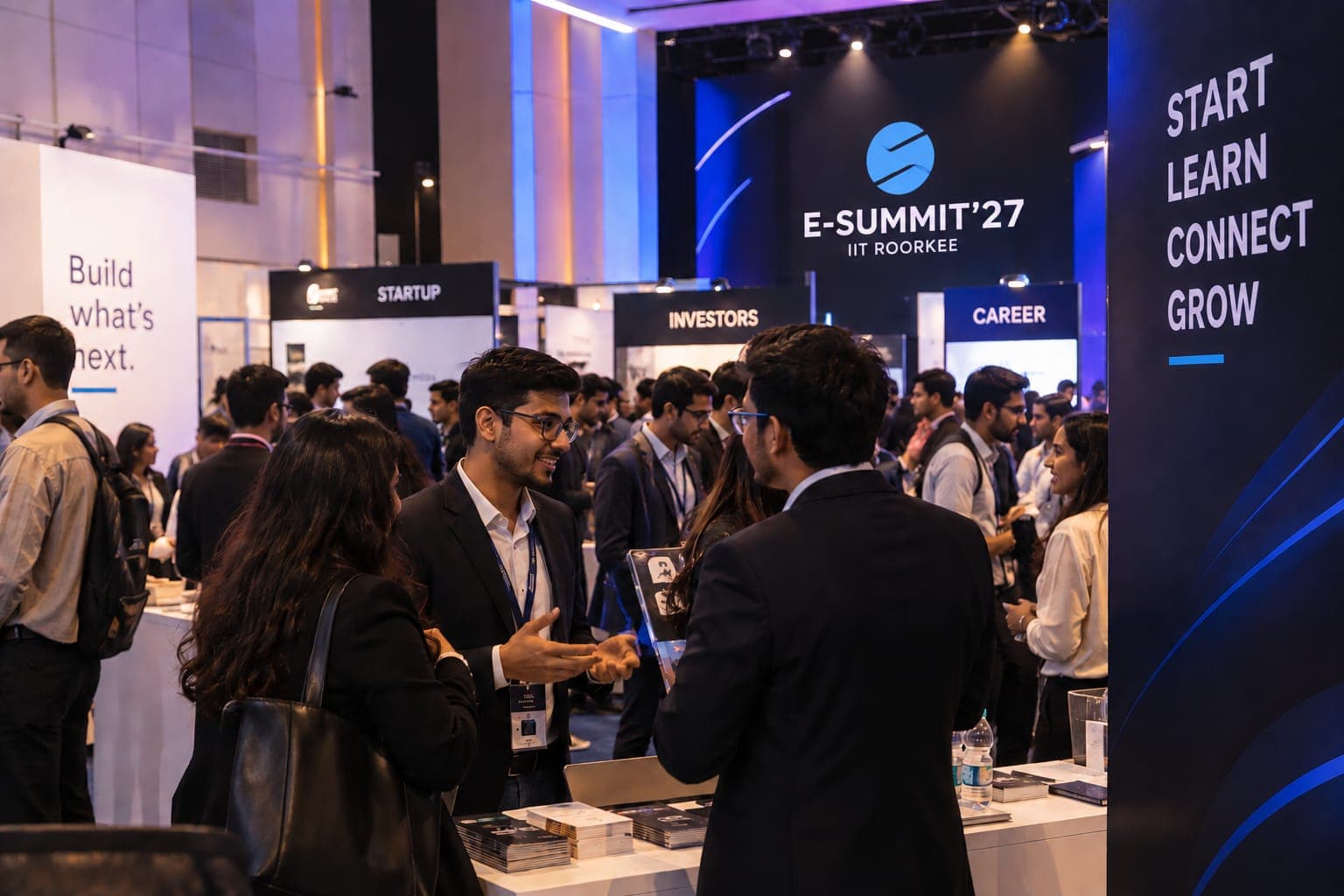 A globe centred on India, linked to investors, startups, mentorship, networking and career opportunities